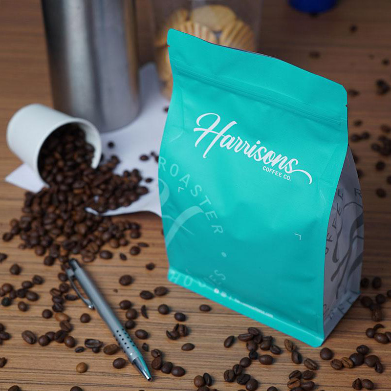 Kaffee-Seitenfalten-Reißverschlusstasche mit Ventil-Alu-Innenseite